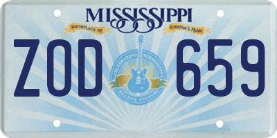 MS license plate ZOD659