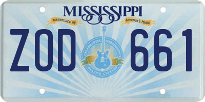 MS license plate ZOD661