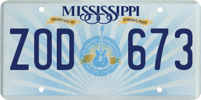 MS license plate ZOD673