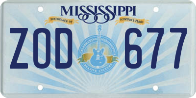MS license plate ZOD677