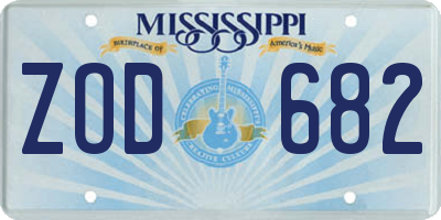MS license plate ZOD682