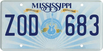 MS license plate ZOD683