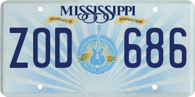 MS license plate ZOD686