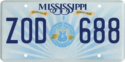MS license plate ZOD688