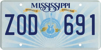 MS license plate ZOD691