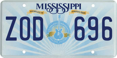 MS license plate ZOD696