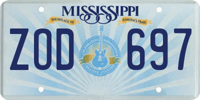 MS license plate ZOD697