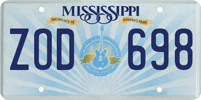 MS license plate ZOD698