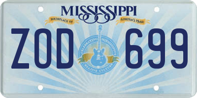 MS license plate ZOD699