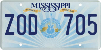 MS license plate ZOD705