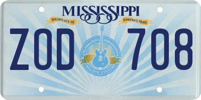 MS license plate ZOD708