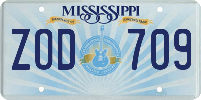MS license plate ZOD709