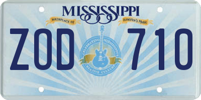 MS license plate ZOD710