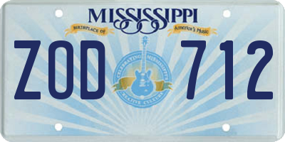 MS license plate ZOD712