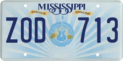 MS license plate ZOD713