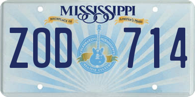 MS license plate ZOD714