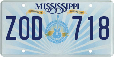MS license plate ZOD718