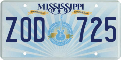 MS license plate ZOD725