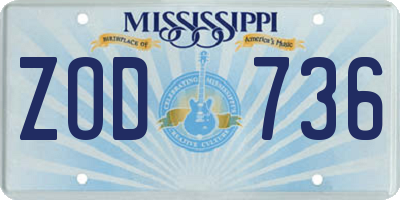MS license plate ZOD736