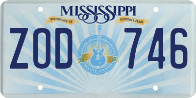 MS license plate ZOD746