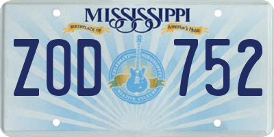 MS license plate ZOD752