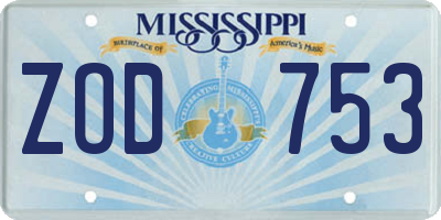 MS license plate ZOD753