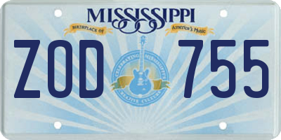 MS license plate ZOD755