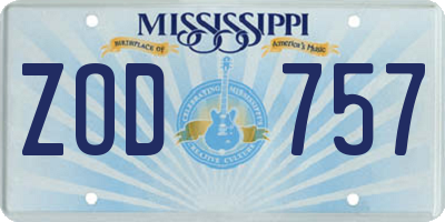 MS license plate ZOD757