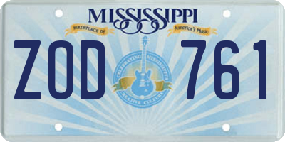 MS license plate ZOD761