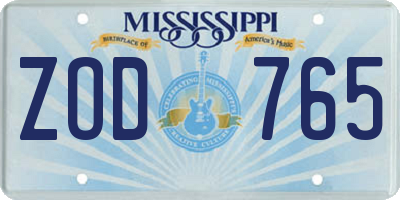 MS license plate ZOD765