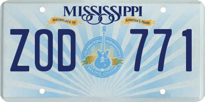 MS license plate ZOD771
