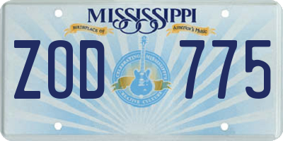 MS license plate ZOD775