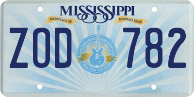 MS license plate ZOD782