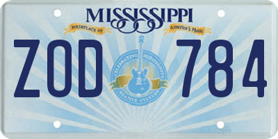 MS license plate ZOD784