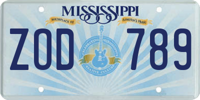 MS license plate ZOD789