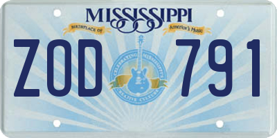MS license plate ZOD791