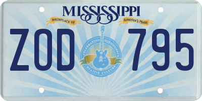 MS license plate ZOD795