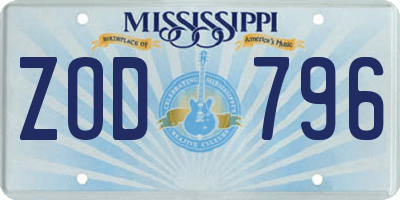 MS license plate ZOD796