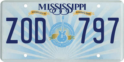 MS license plate ZOD797
