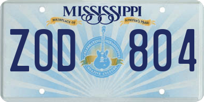 MS license plate ZOD804