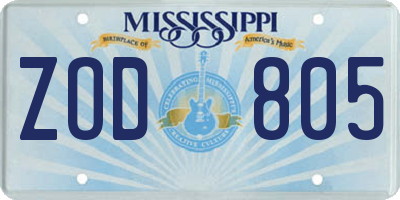 MS license plate ZOD805