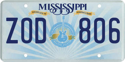 MS license plate ZOD806