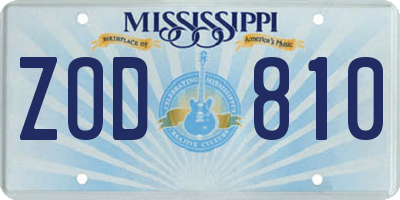 MS license plate ZOD810