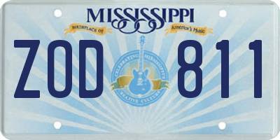MS license plate ZOD811