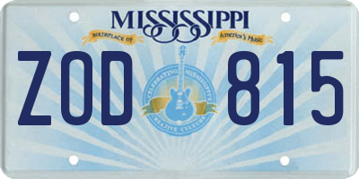 MS license plate ZOD815