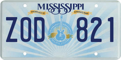 MS license plate ZOD821