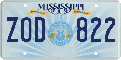 MS license plate ZOD822