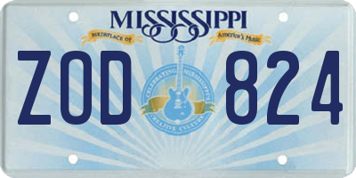 MS license plate ZOD824