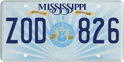 MS license plate ZOD826