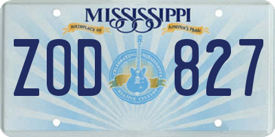MS license plate ZOD827